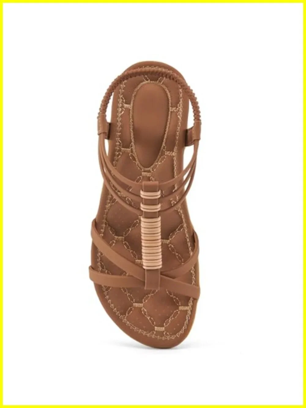 Faux Leather Gladiator Flat Sandals for Women Cushion Footbed